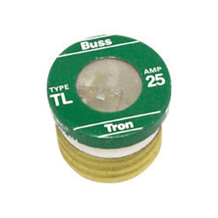 Eaton Bussmann Plug Fuse, TL Series, Time-Delay, 25A, 125V AC, Indicating, 10kA at 125V AC TL-25PK4